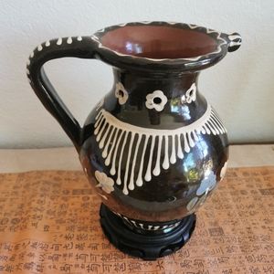 Vintage Spanish Terraco ceramic Collection hand painted pottery pitcher 9"  Exce